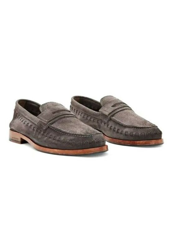 Allsaints Men\'s Sammy Slip-on Suede Penny Loafer in Grey Size 13 (MSRP $299) main image 4
